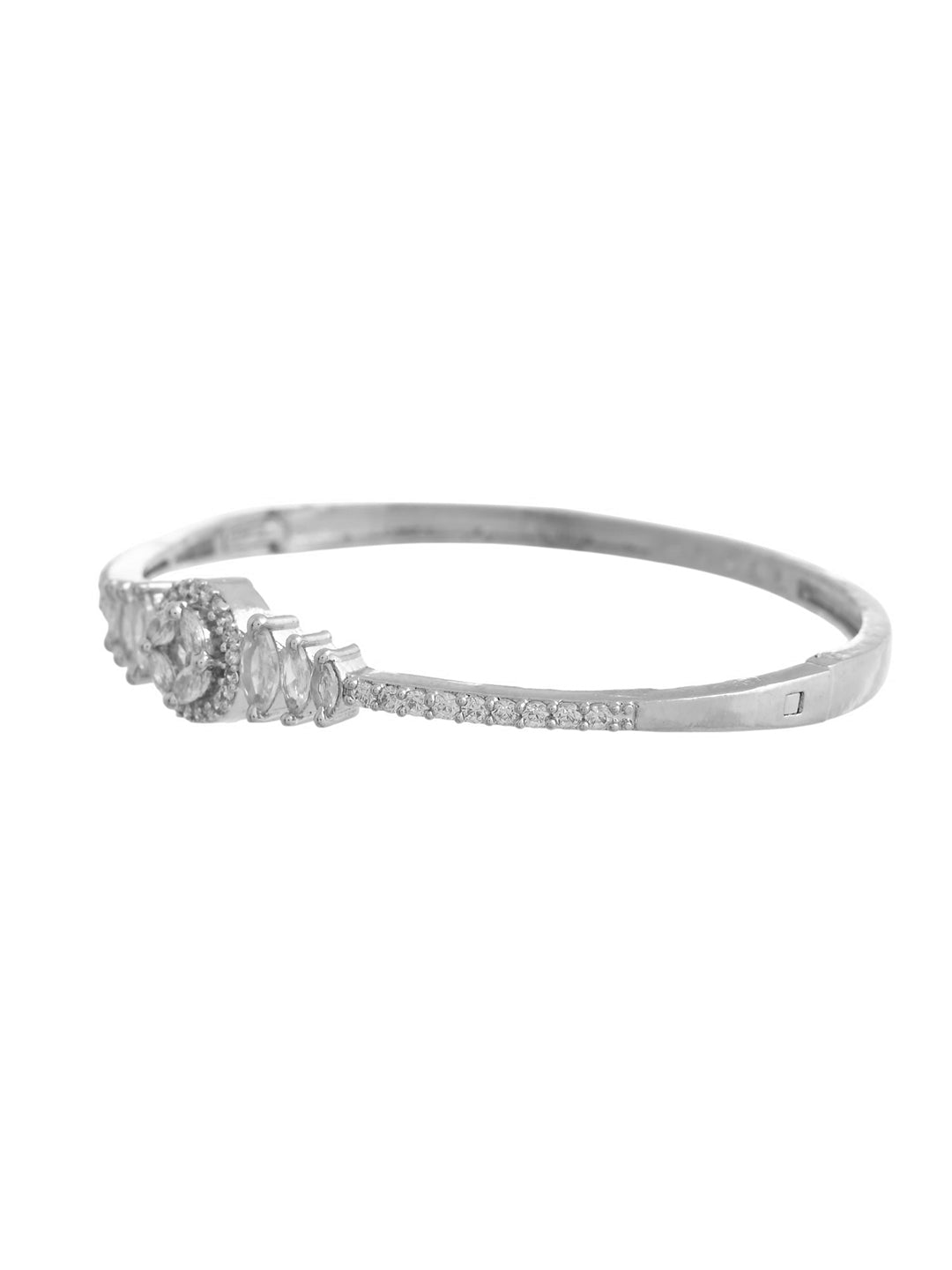 Silver-Toned CZ Round Cut Bracelet for Women| Daily & Party Wear Jewellery