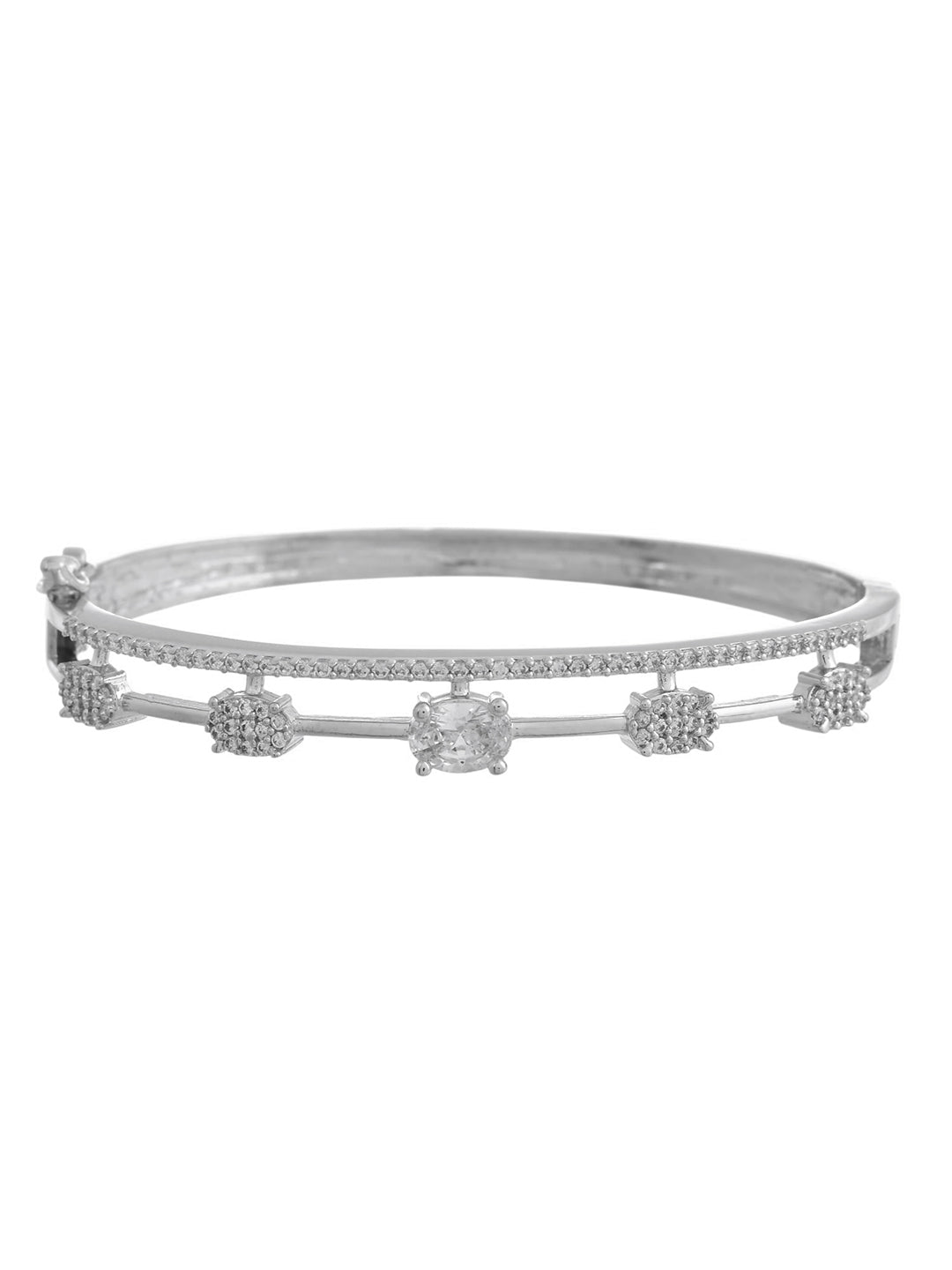 Silver-Toned CZ Floral Bracelet for Women | Daily & Party Wear Jewellery
