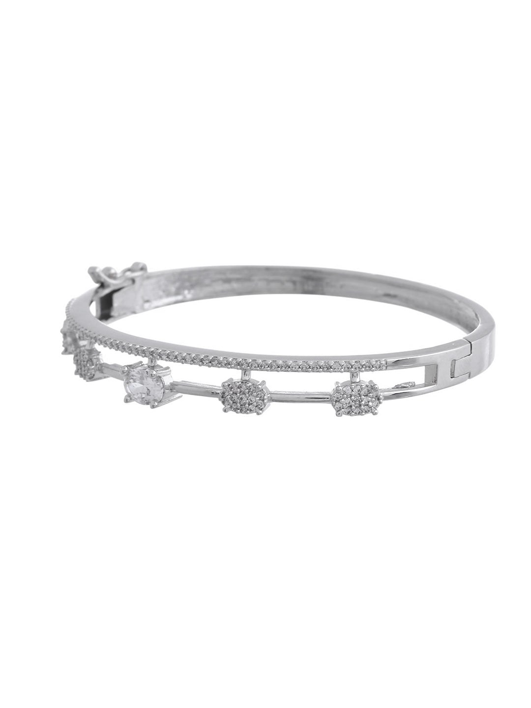Silver-Toned CZ Floral Bracelet for Women | Daily & Party Wear Jewellery