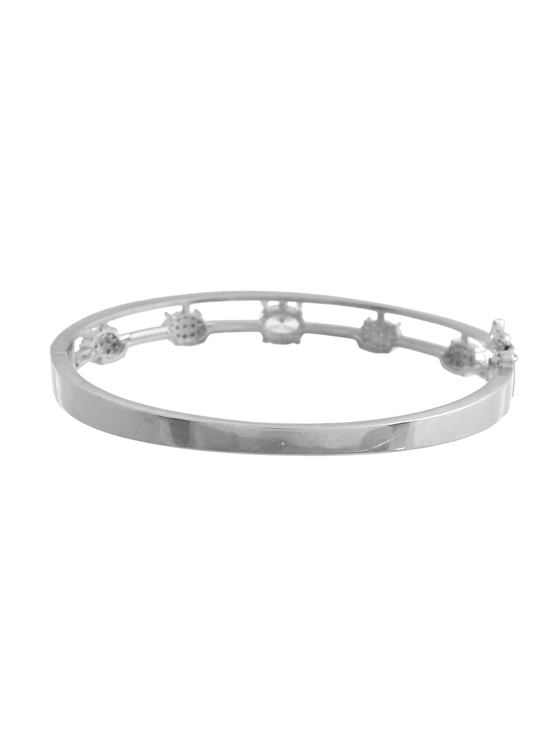 Silver-Toned CZ Floral Bracelet for Women | Daily & Party Wear Jewellery