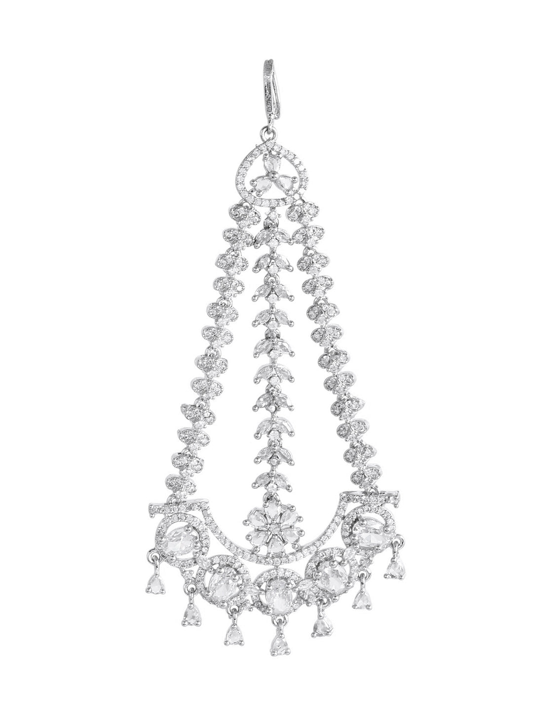 Silver-Plated AD Maang Tikka For Women | Bridal & Festive Jewellery