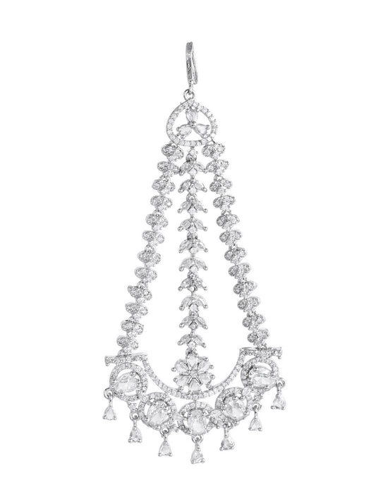 Silver-Plated AD Maang Tikka For Women | Bridal & Festive Jewellery