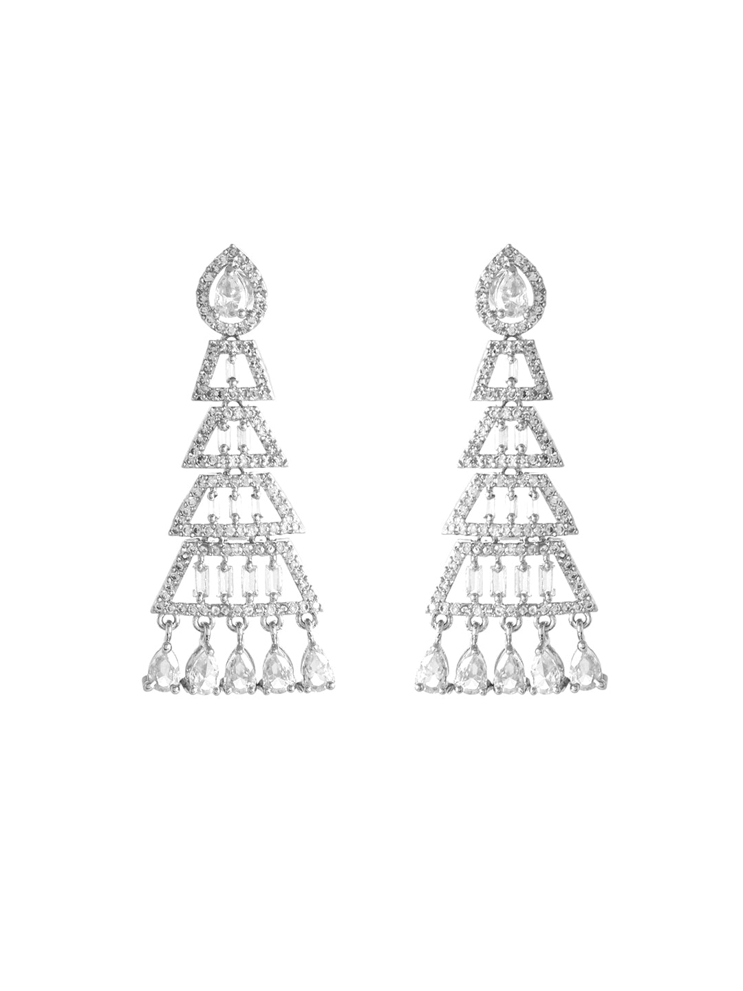 American Diamond Layered Long Earrings for Women | Ethnic & Party Jewelry