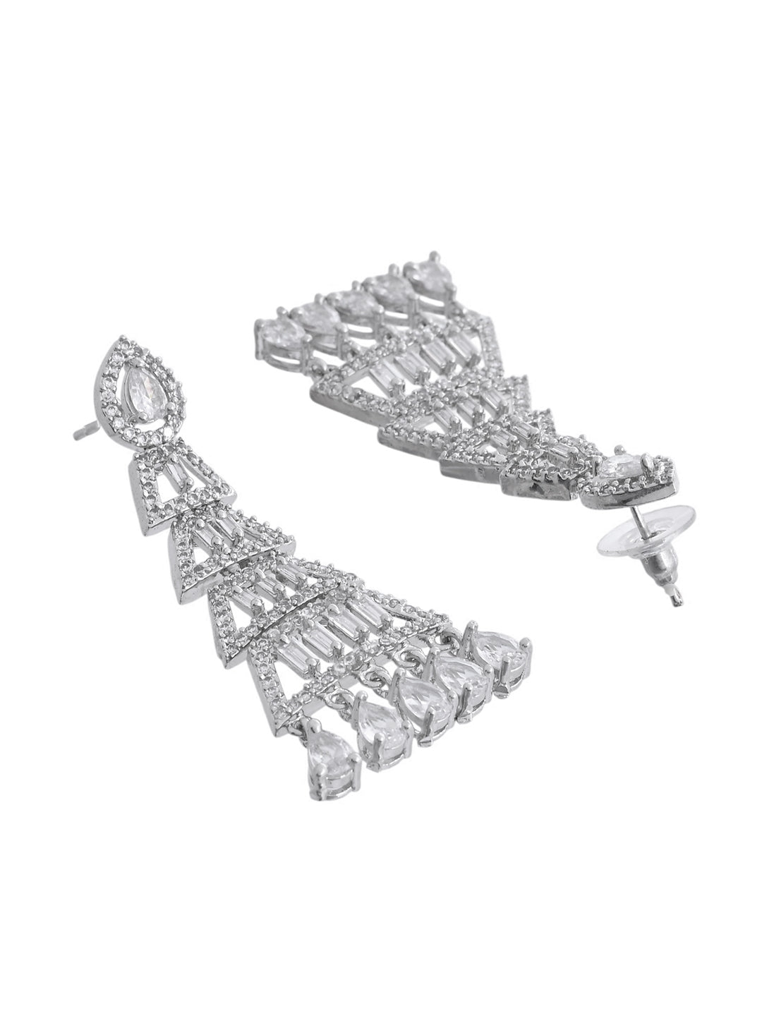 American Diamond Layered Long Earrings for Women | Ethnic & Party Jewelry