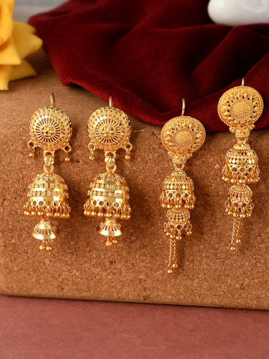 Set of 2 Gold Plated Meenakari Ethnic Temple New Design Jhumka Earrings for Women Online
