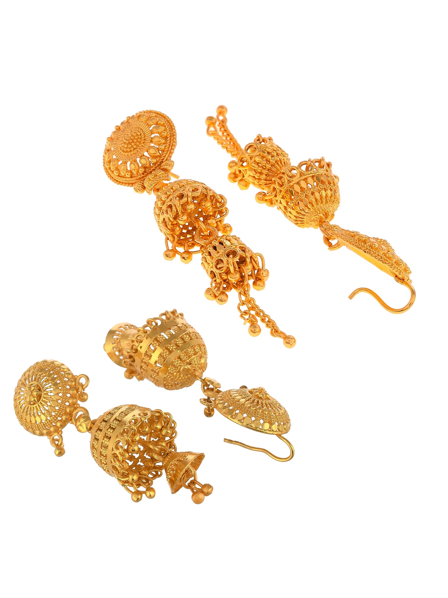 Set of 2 Gold Plated Meenakari Ethnic Temple New Design Jhumka Earrings