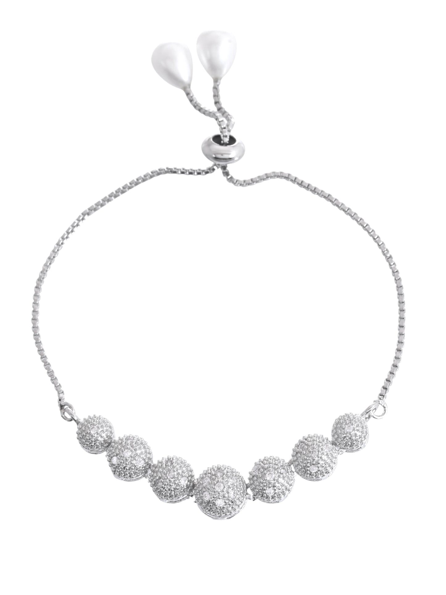 Silver-Toned American Diamond Chain Bracelet for Women | Daily & Party Wear Jewellery