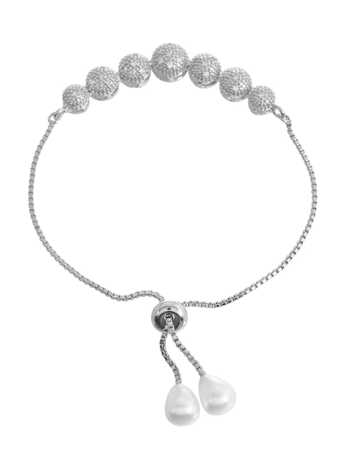 Silver-Toned American Diamond Chain Bracelet for Women | Daily & Party Wear Jewellery