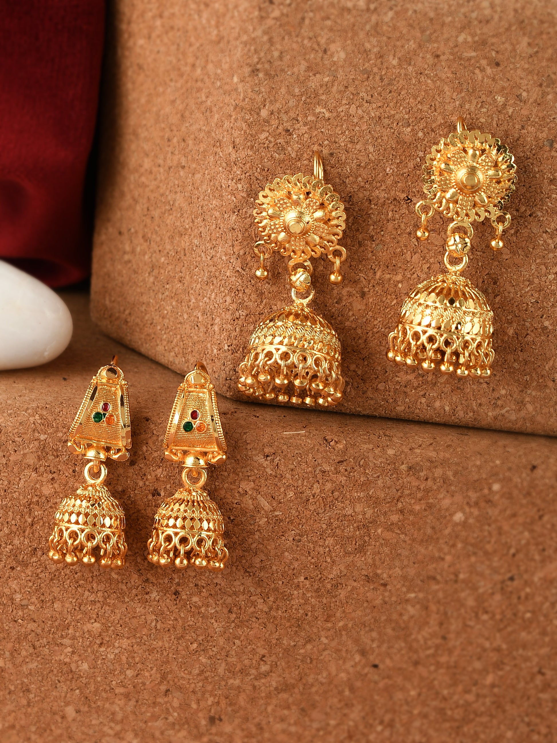 Gold Jhumka Earrings Design Temple Earrings Gold Gold Temple