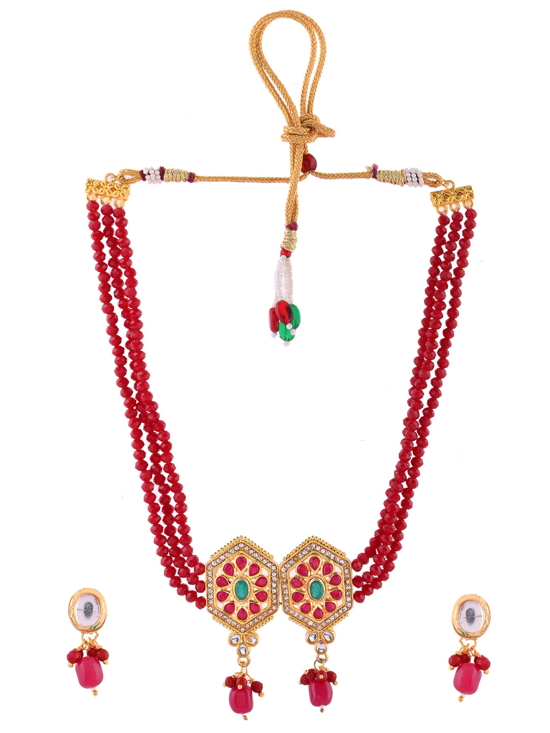 Red Beads Choker Jewellery Set