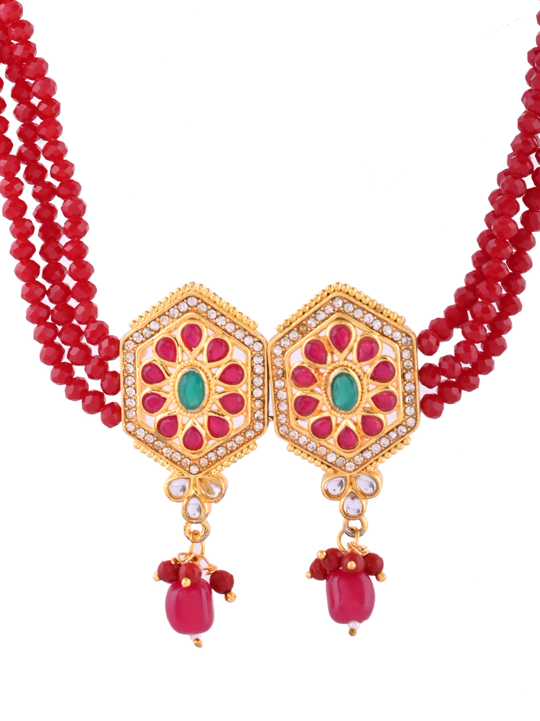 Red Beads Choker Jewellery Set