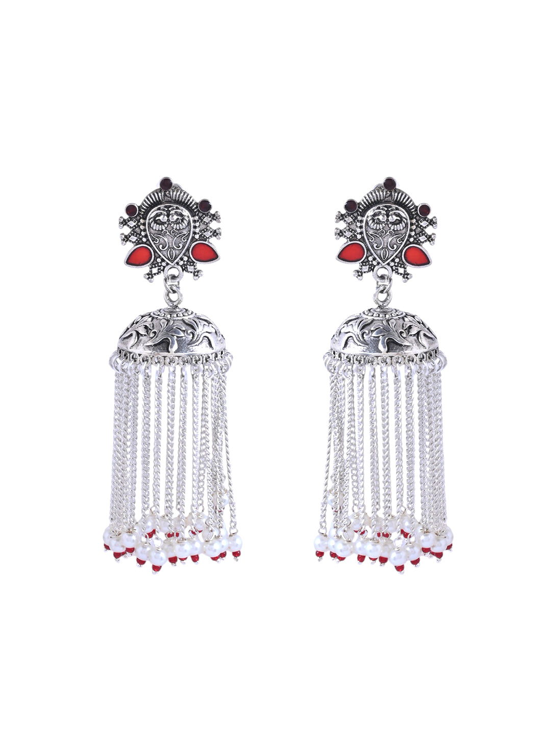Oxidized & Traditional Style Silver-Plated Jhumka Earrings for Women | Indian Ethnic Jewelry