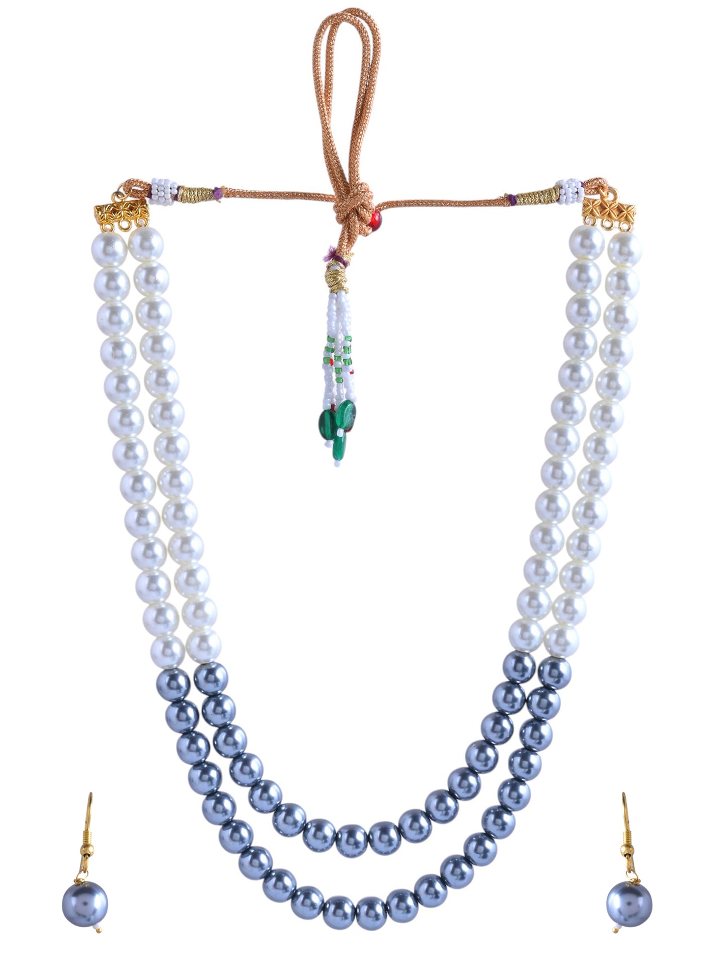 Elegant Pearl Beaded Necklace Set with Drop Earrings for Women | Ethnic Jewellery