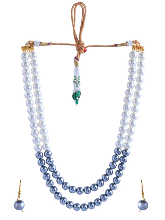 Elegant Pearl Beaded Necklace Set with Drop Earrings for Women | Ethnic Jewellery