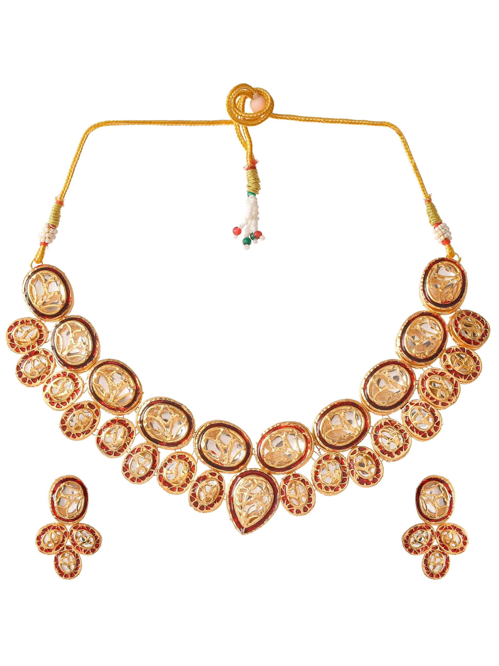 Thewa Kundan meenakari jewellery set