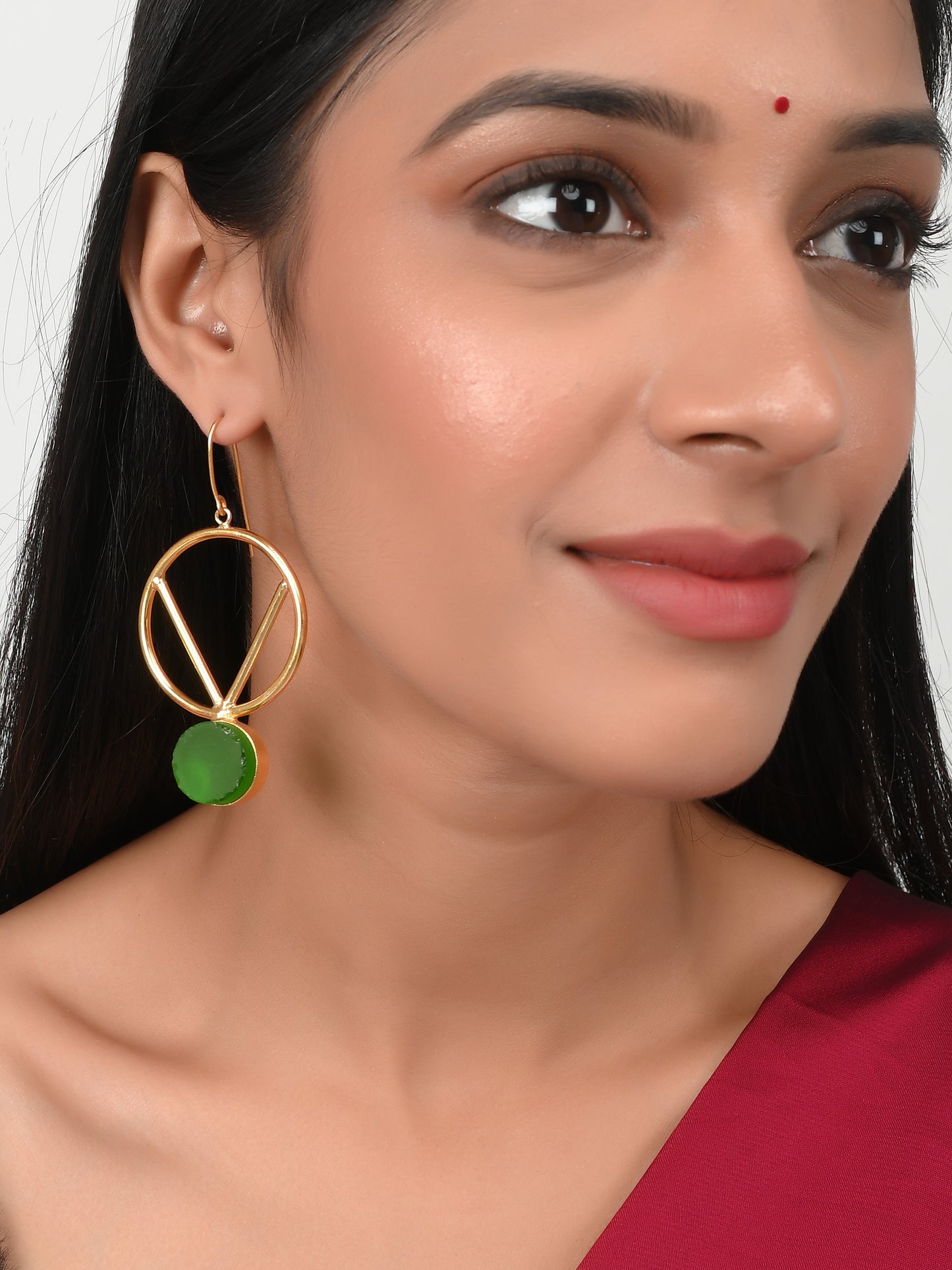 Gold Plated Circular Western Drop Dangle Earrings