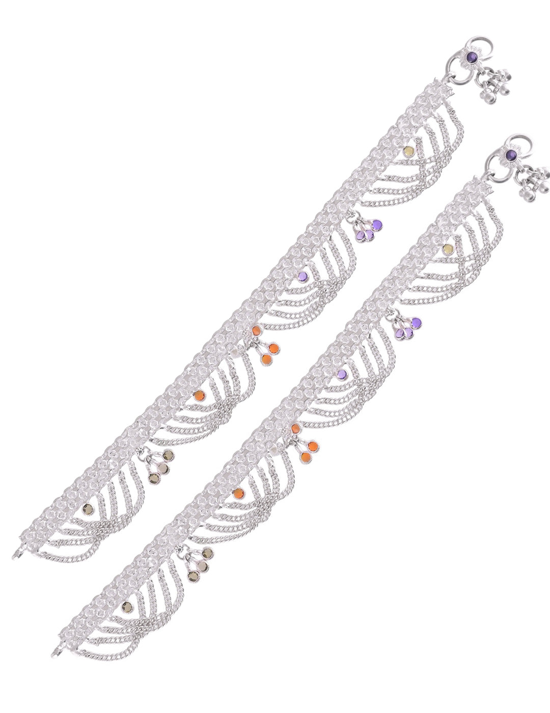 Silver Layered Anklet Pair For Women | Traditional & Party Wear Payal