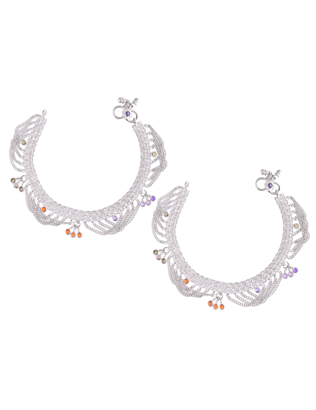 Silver Layered Anklet Pair For Women | Traditional & Party Wear Payal