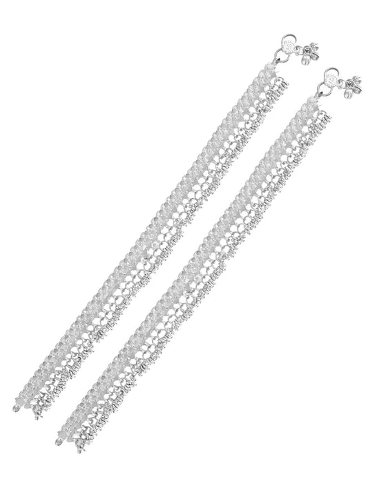 Silver-Plated Layered Bridal Ghungroo Anklet | Ethnic Payal Set For Women