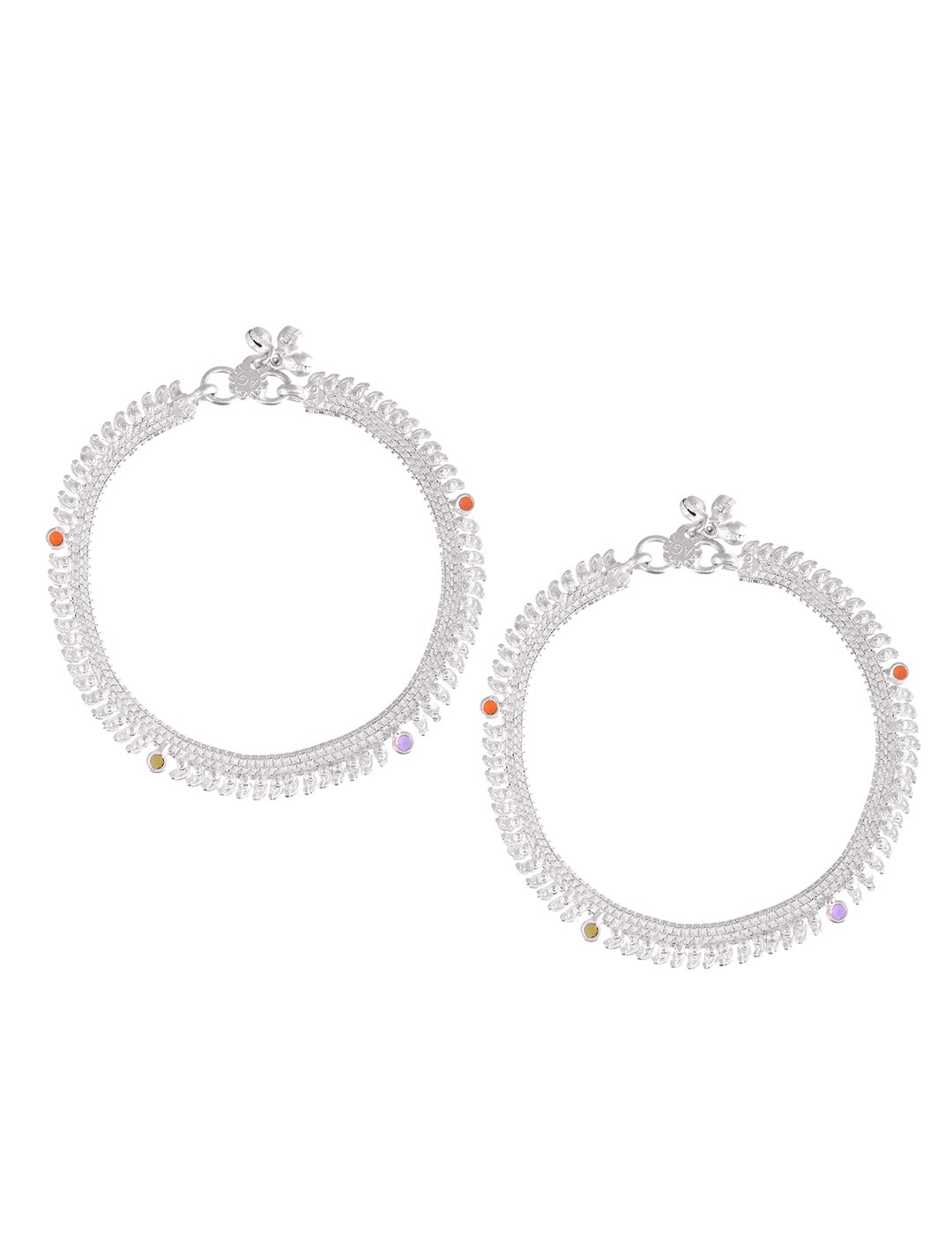 Silver Leaf Motif Anklet Pair For Women | Traditional & Party Wear Payal