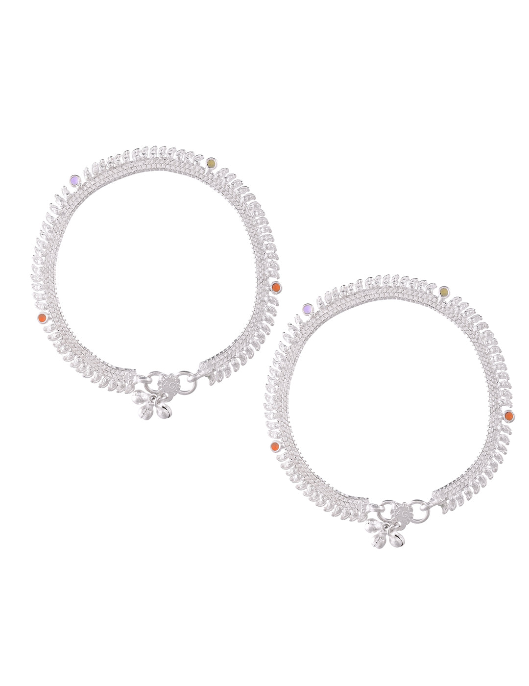 Silver Leaf Motif Anklet Pair For Women | Traditional & Party Wear Payal