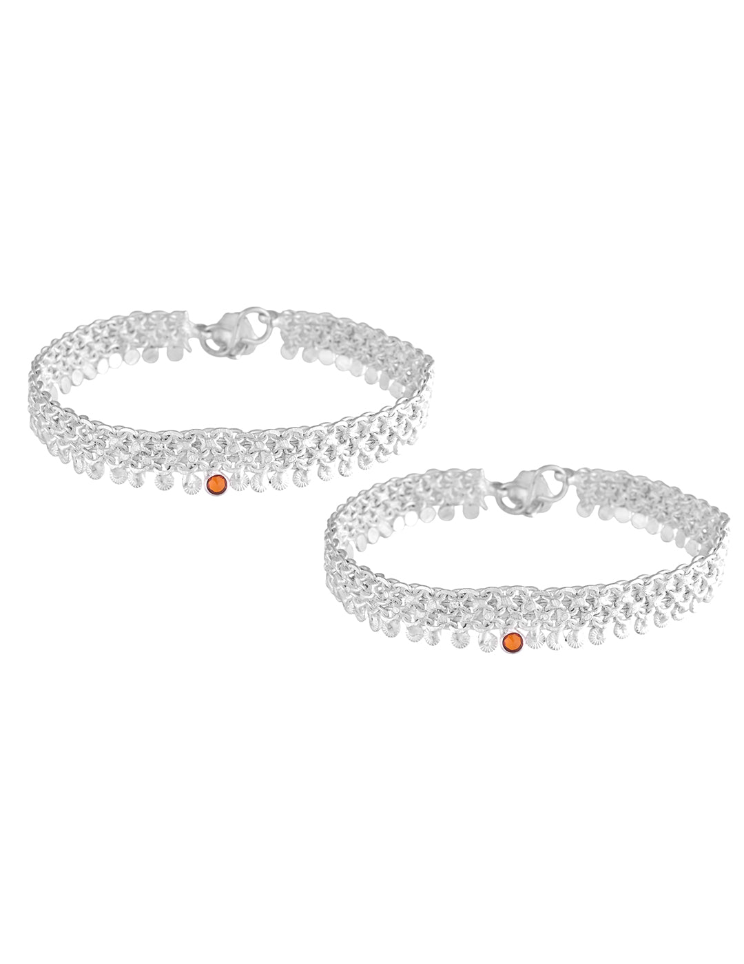 Traditional Ghungroo Payal Anklet Pair For Women & Girls | Silver-Plated Indian Foot Jewelry