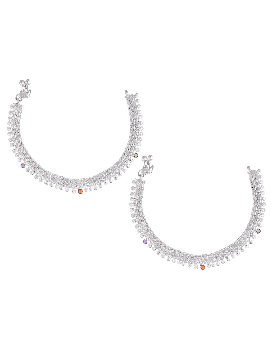 Traditional Ghungroo Payal Anklet Pair For Women & Girls | Silver-Plated Indian Foot Jewelry