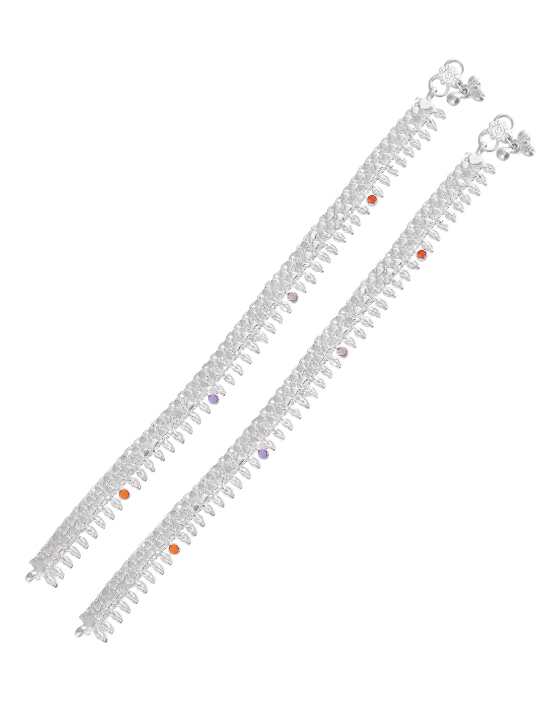 Silver-Plated Traditional Leaf Motif Anklet | Daily Wear Jewellery For Women