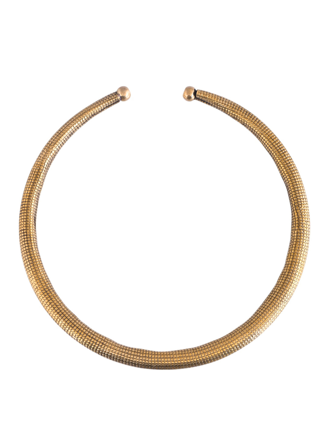 Antique Gold Textured Torque Necklace | Western Open Collar Choker Necklace For Women