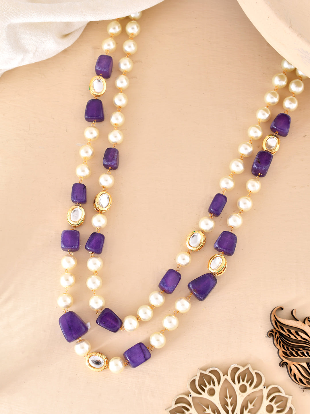 Pearl and Amethyst Necklace Set For Women & Girls