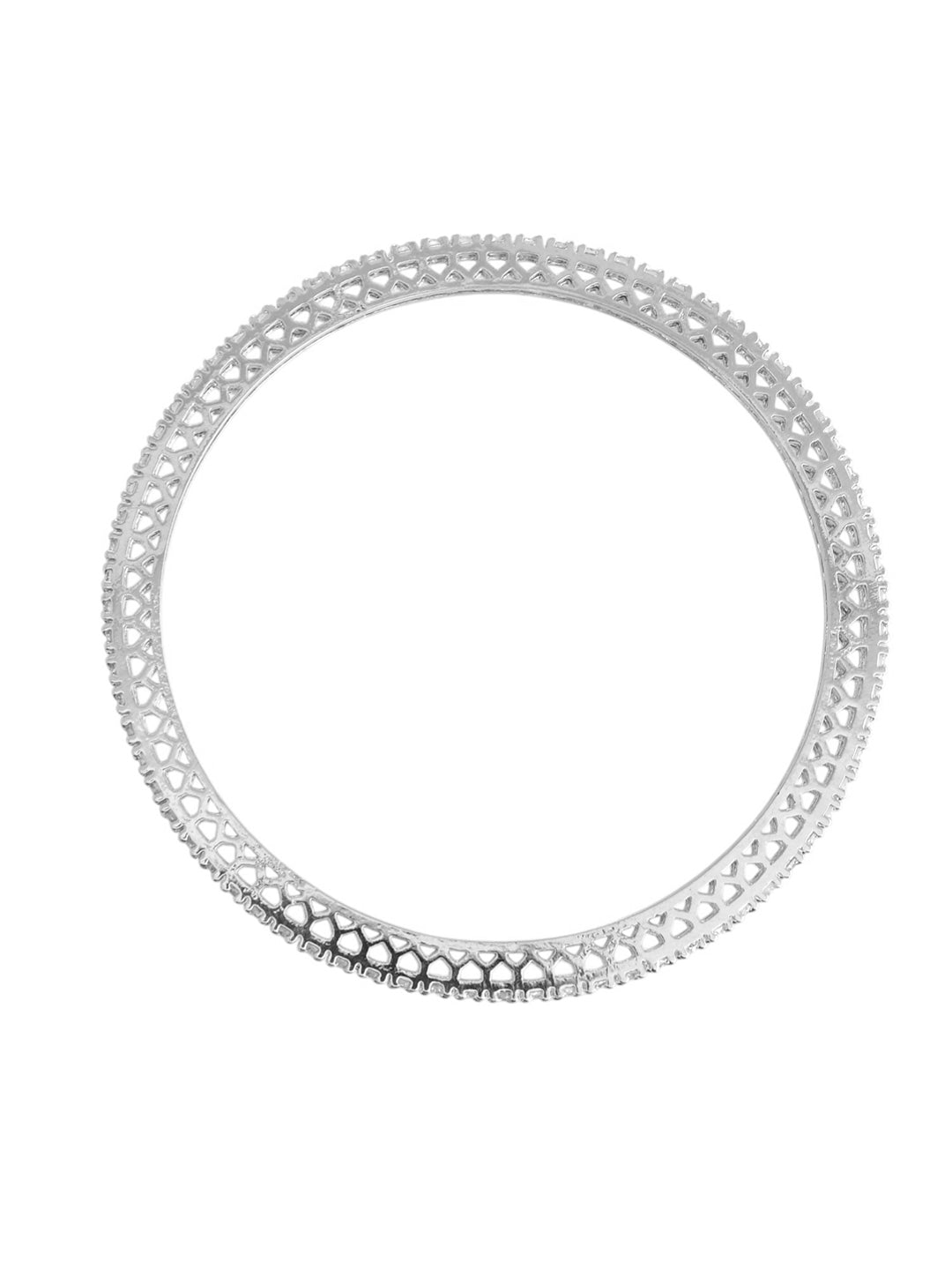 Silver-Plated Crystal Stone AD Bangles Set For Women | Party & Wedding Wear Jewellery |  Diamond Look Kada Set