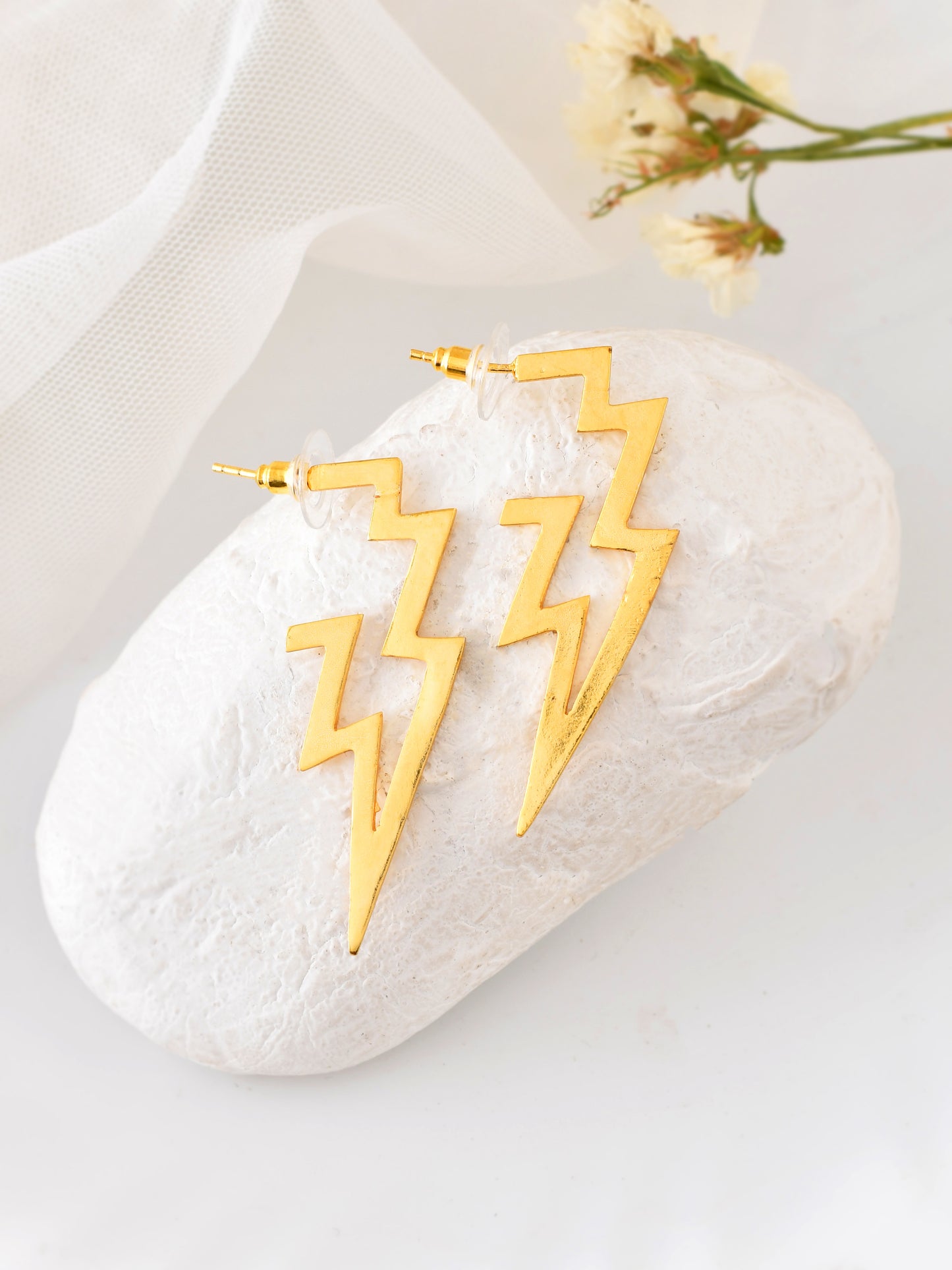 Elegant Gold Lightning Bolt Earrings