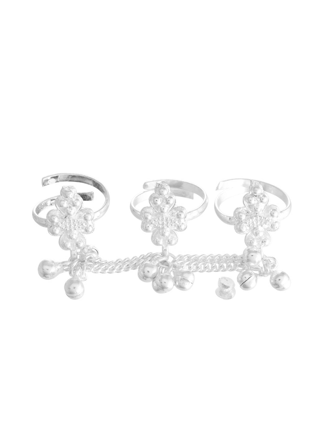 Traditional Silver-Plated Chained Toe Ring & Bichhiya Set with Ghungroo for Women | Bridal & Ethnic Accessories