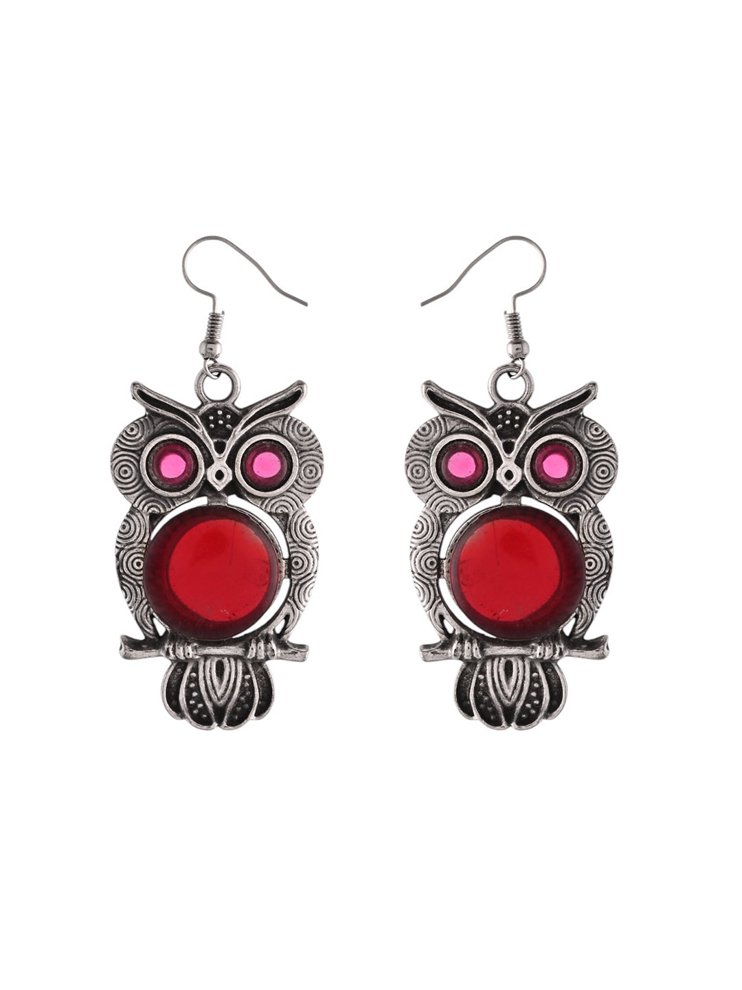 Oxidised Silver Owl Design Earrings | Boho Earrings For Women & Girls