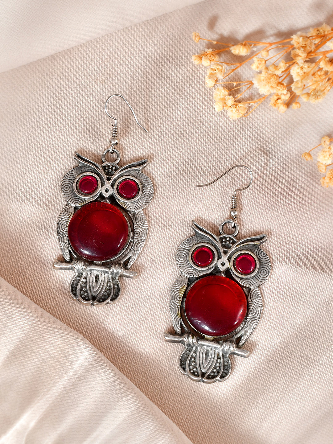 Oxidised Silver Owl Design Earrings | Boho Earrings For Women & Girls