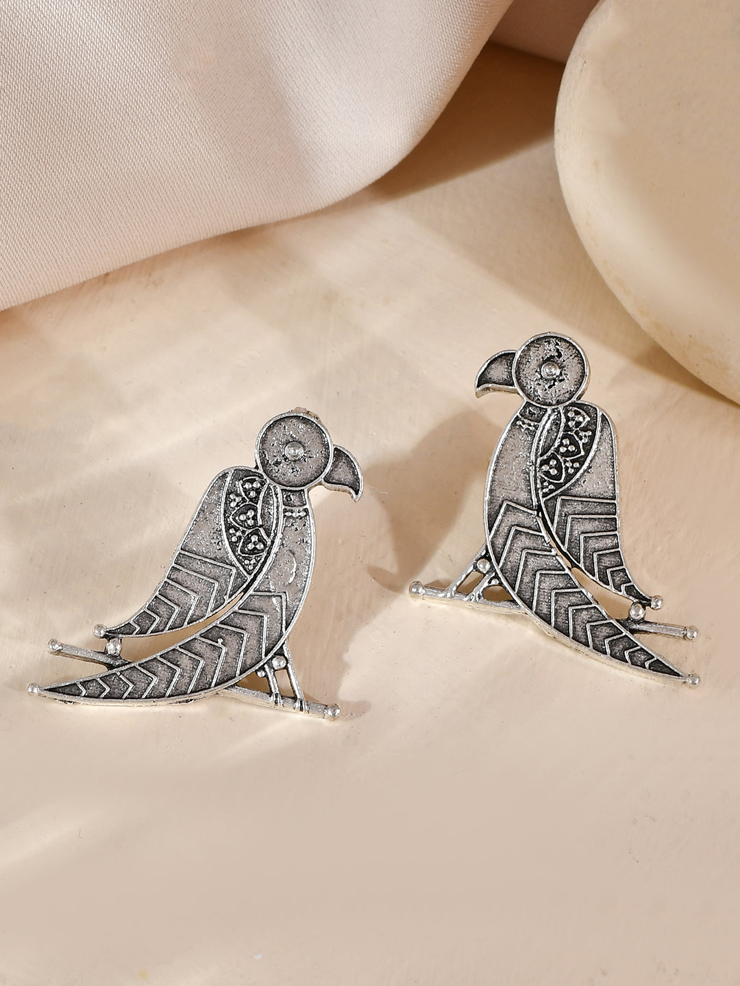 Oxidised Silver Dangler Earrings For Women | Ethnic Stud Boho Earrings