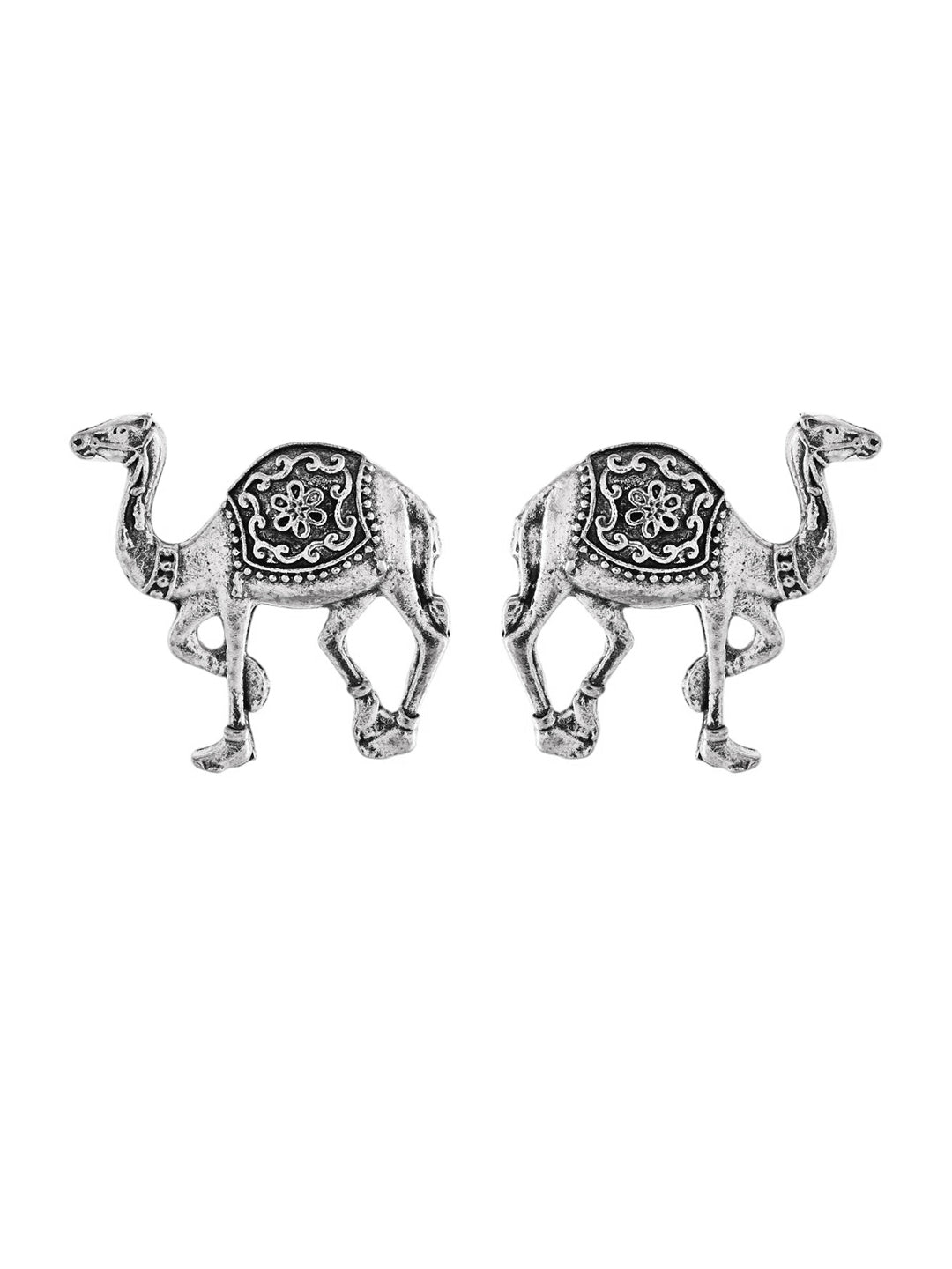 Oxidised Silver Rajasthani Camel Design Stud Earrings For Women & Girls