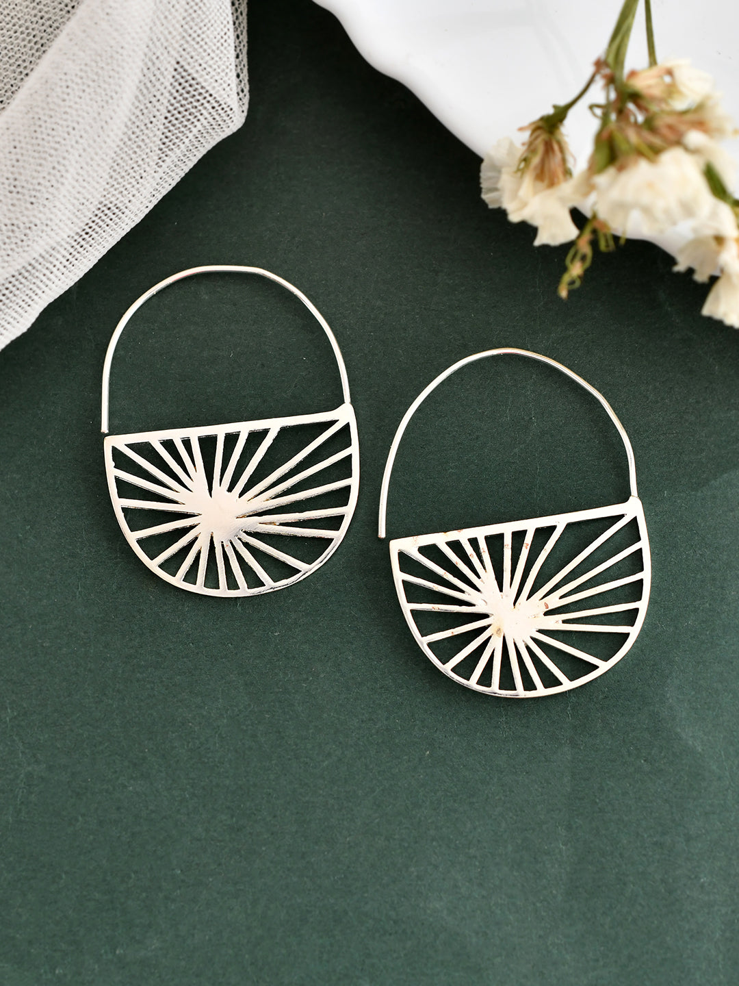 Elegant Silver Radial Earrings