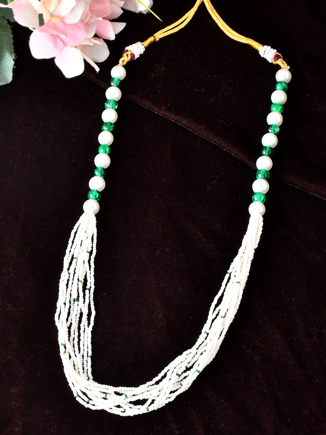 Multi-Layer White Beaded Necklace With Pearl | Ethnic Necklace Set For Women