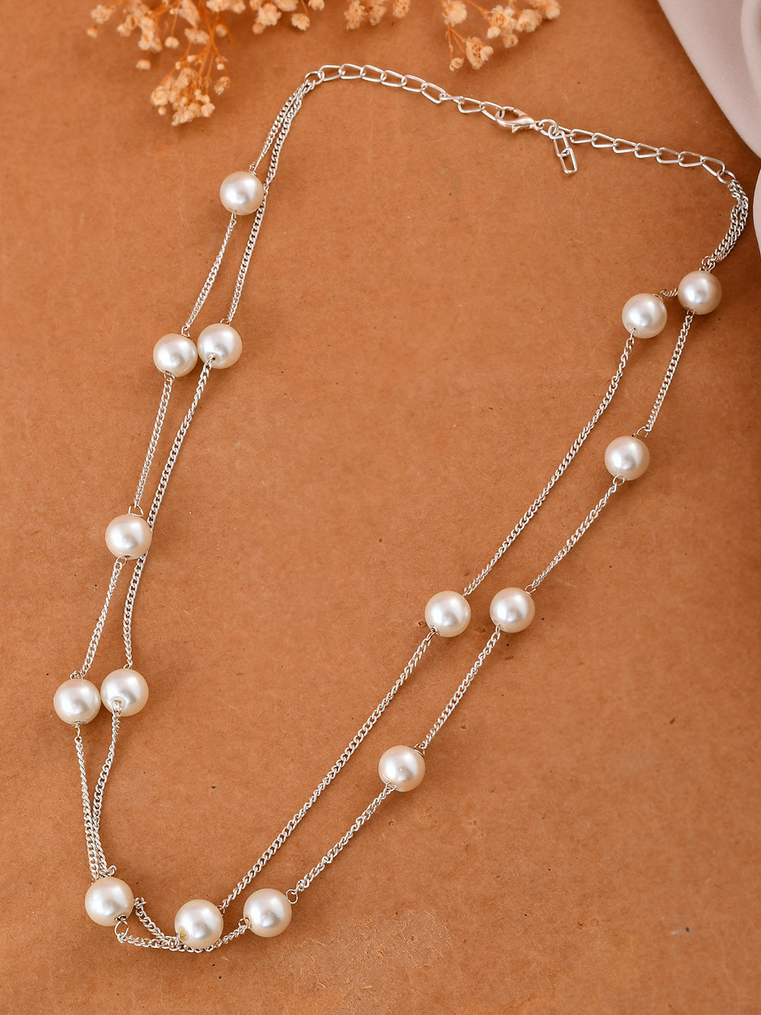 Stylish Double Layer Pearl Chain Necklace For Women & Girls | Daily Wear, Western & Casual Jewellery