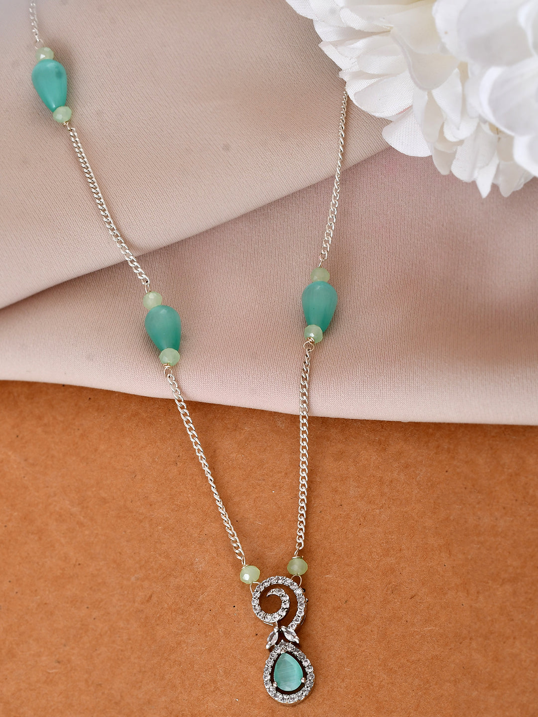 Handcrafted Mint Green Pendant Necklace | Everyday Wear Necklace For Women