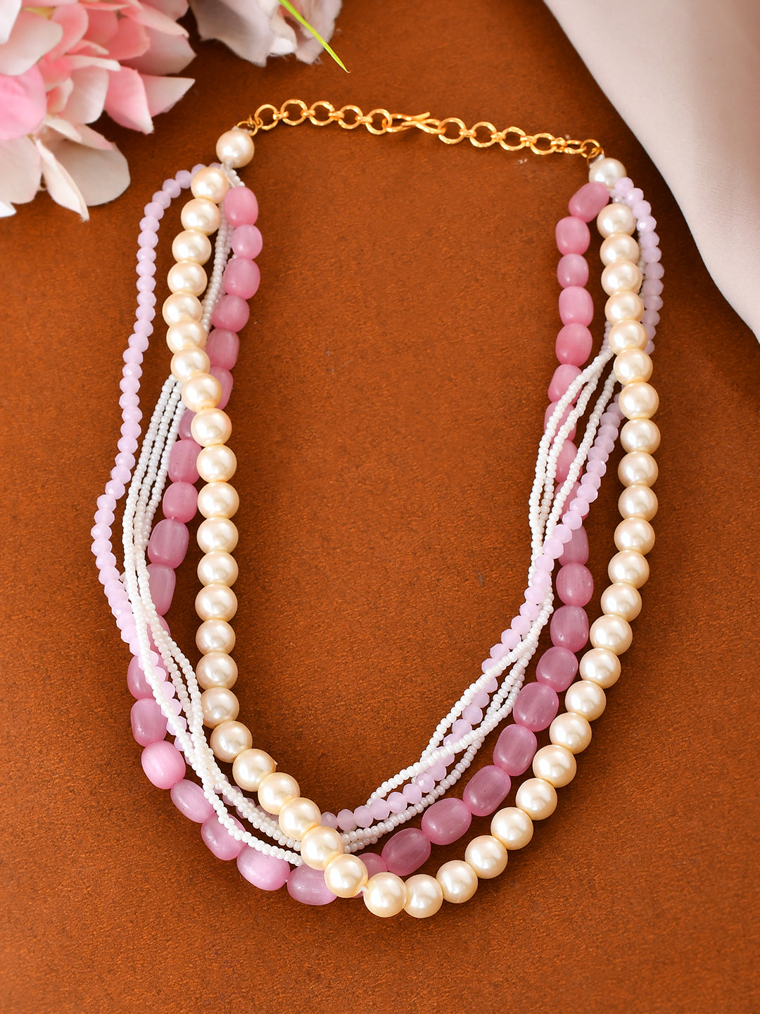 Festive Pink Beaded Haar Mala For Women | Ethnic Necklace For Women