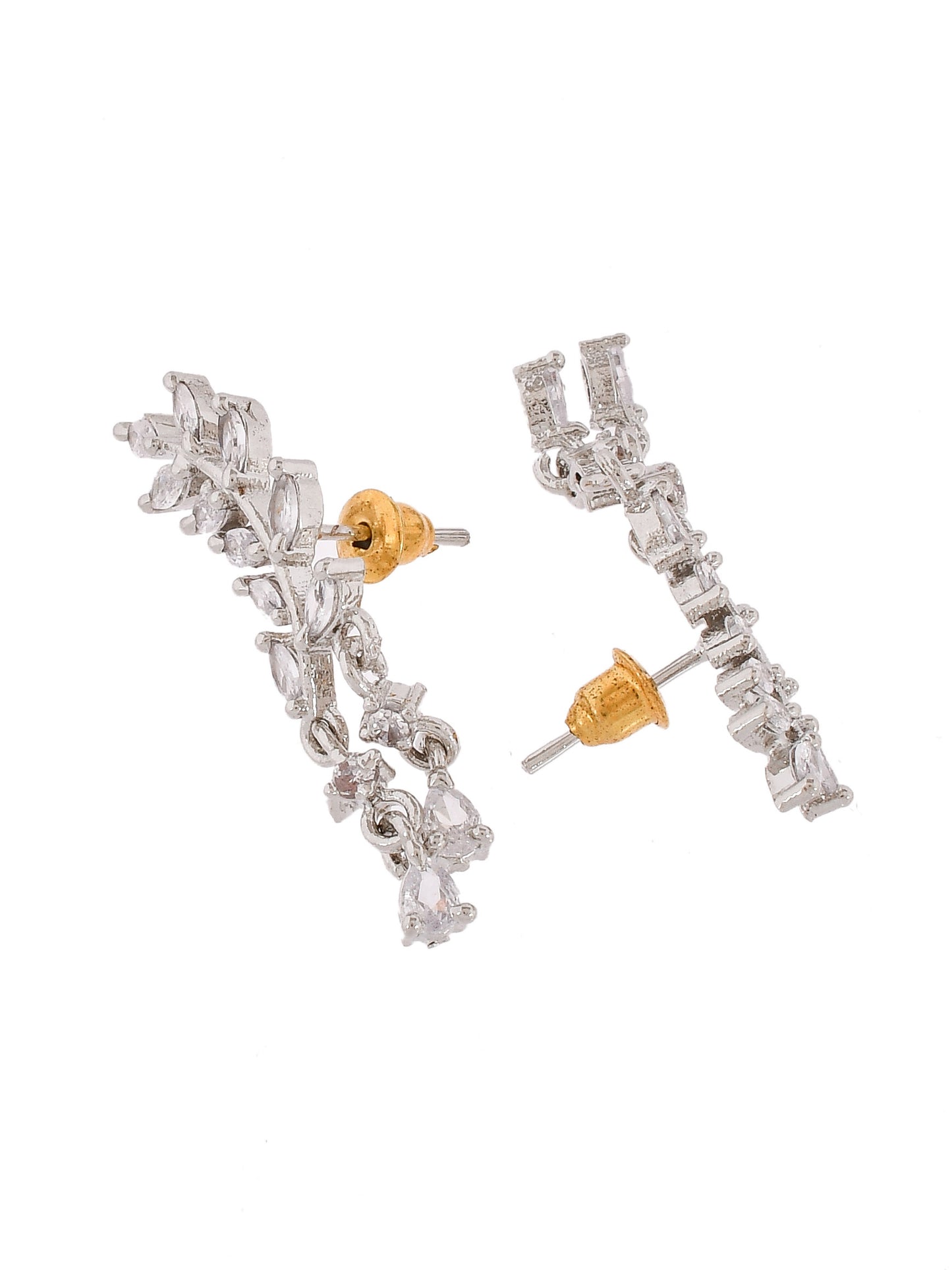 American Diamond Leaf Stud Earrings