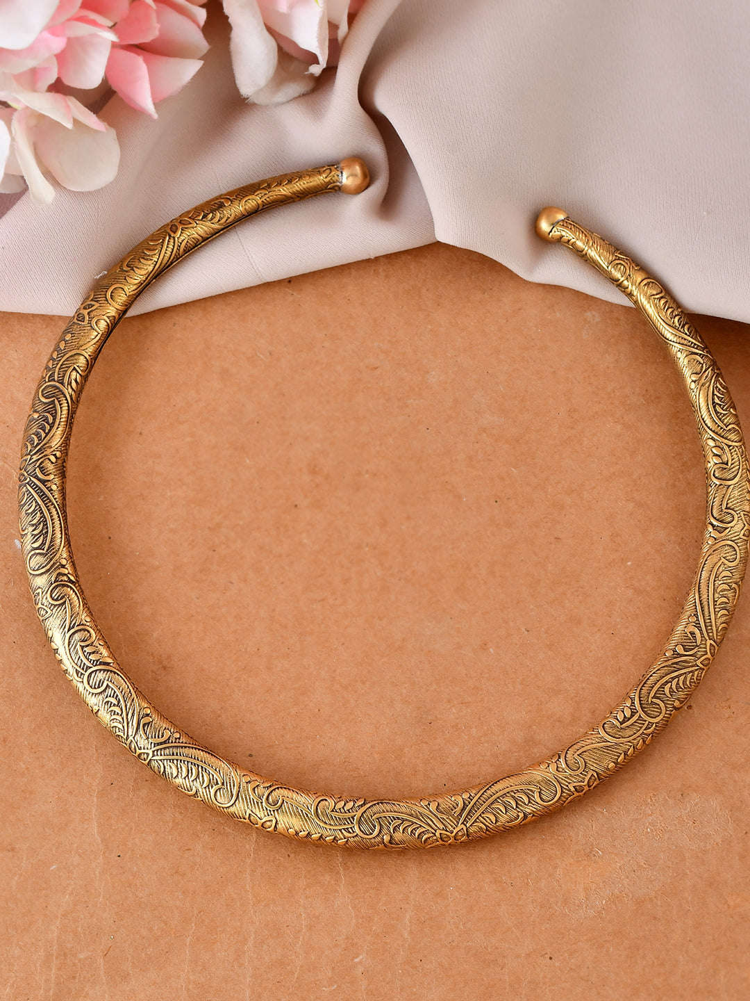 Antique Gold Torque Necklace | Western Open Collar Choker Necklace For Women