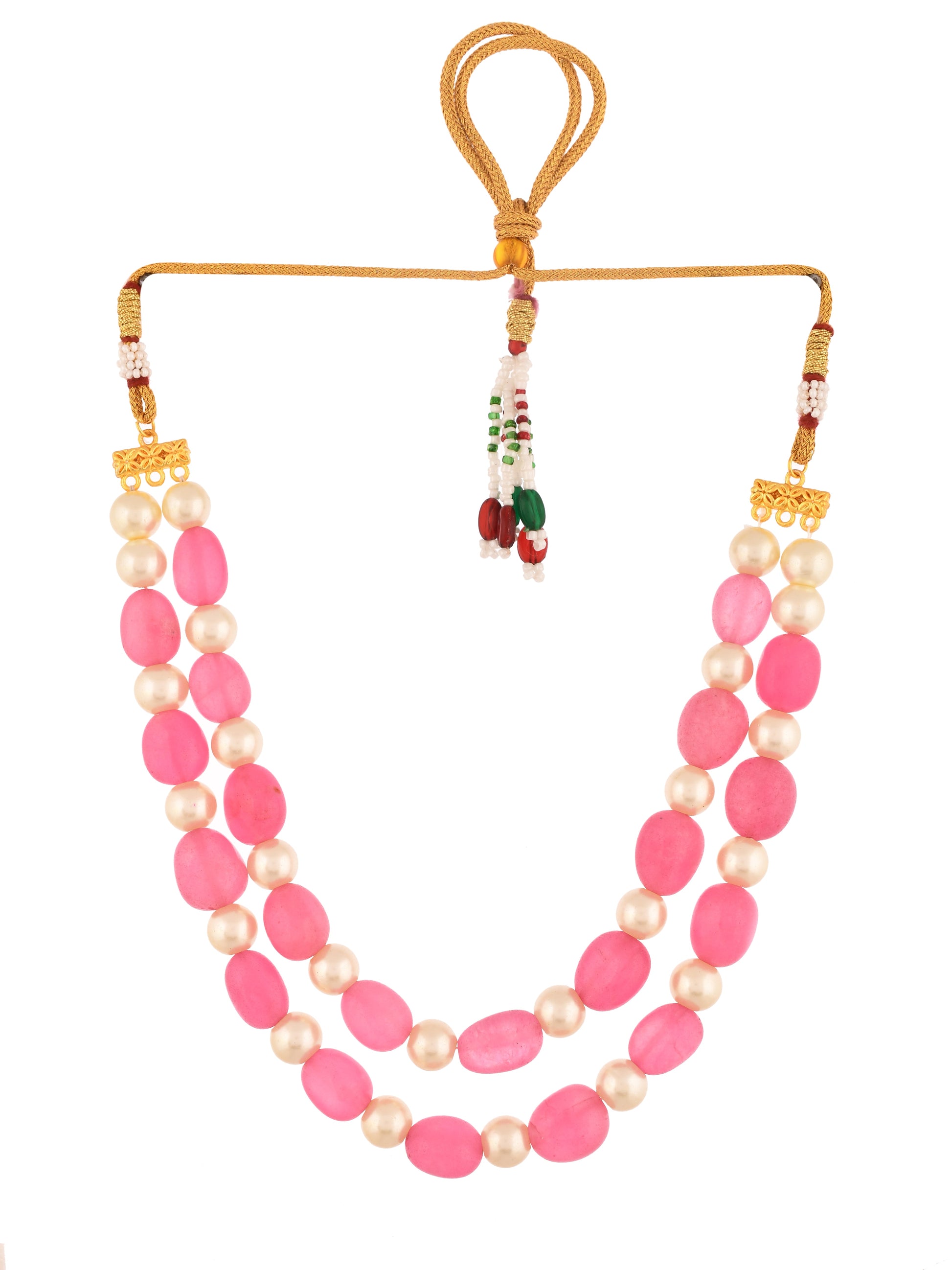 Pearl and Pink Beaded Necklace For Women & Girls