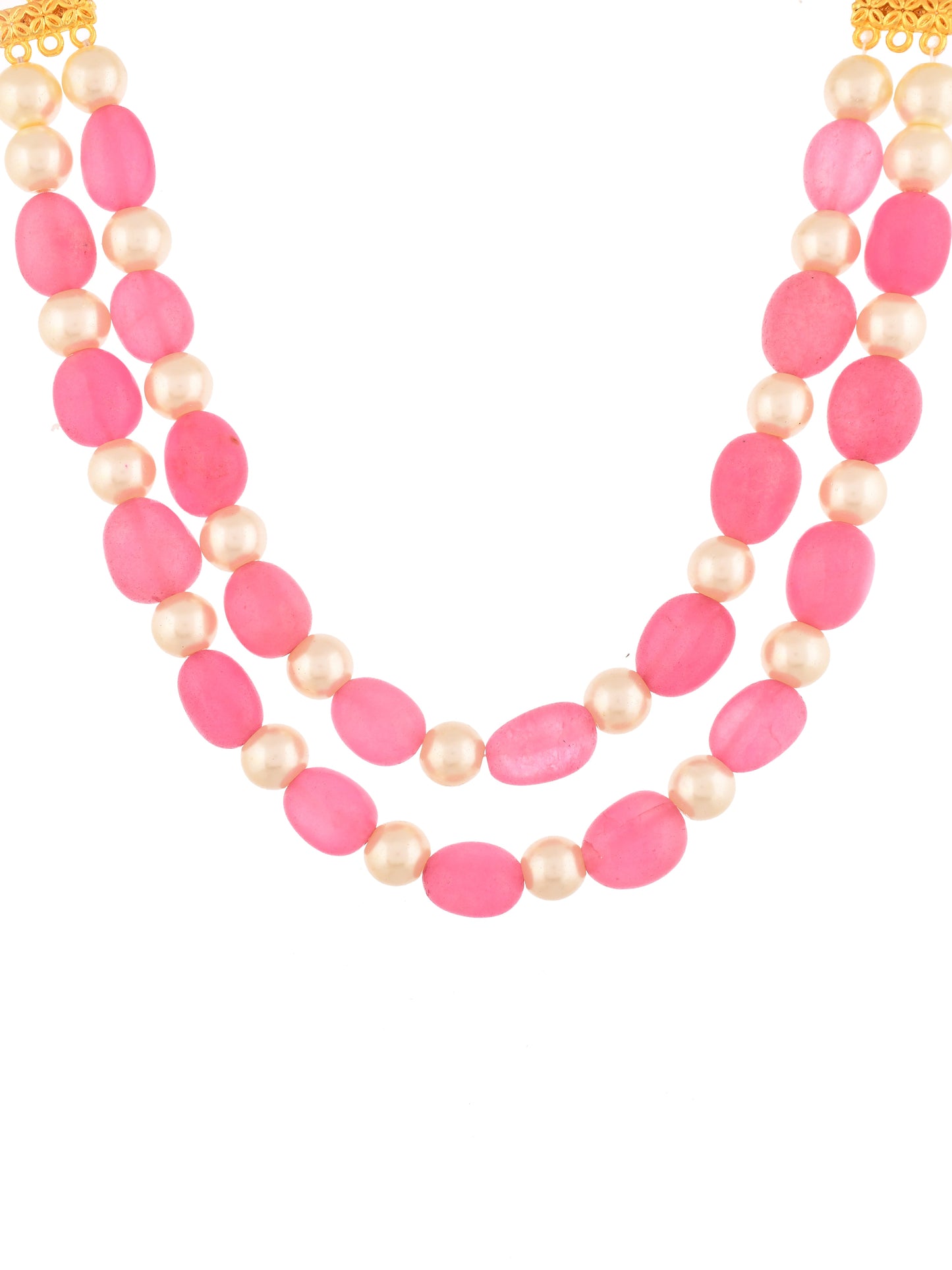 Pearl and Pink Beaded Necklace For Women & Girls