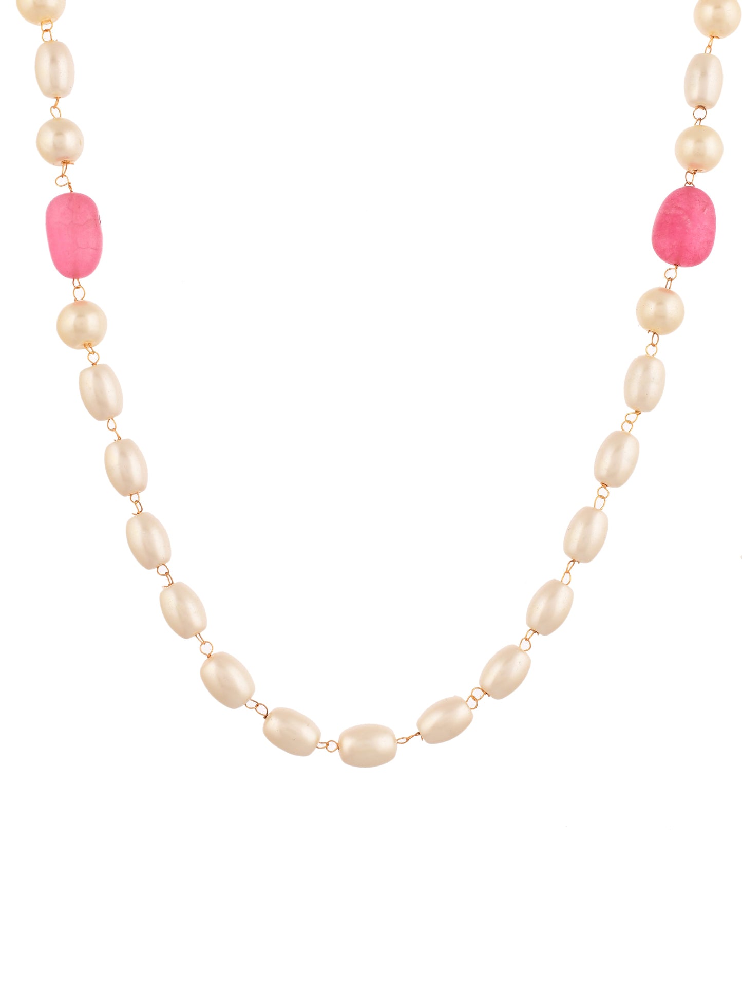 Pearl and Pink Gemstone Necklace For Women & Girls