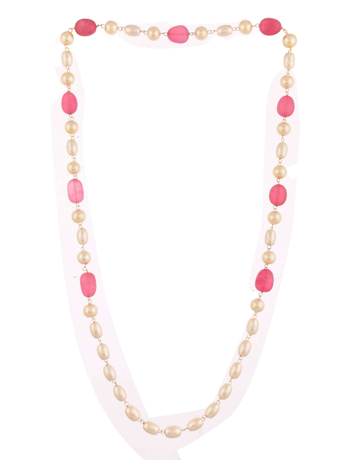 Pearl and Pink Gemstone Necklace For Women & Girls