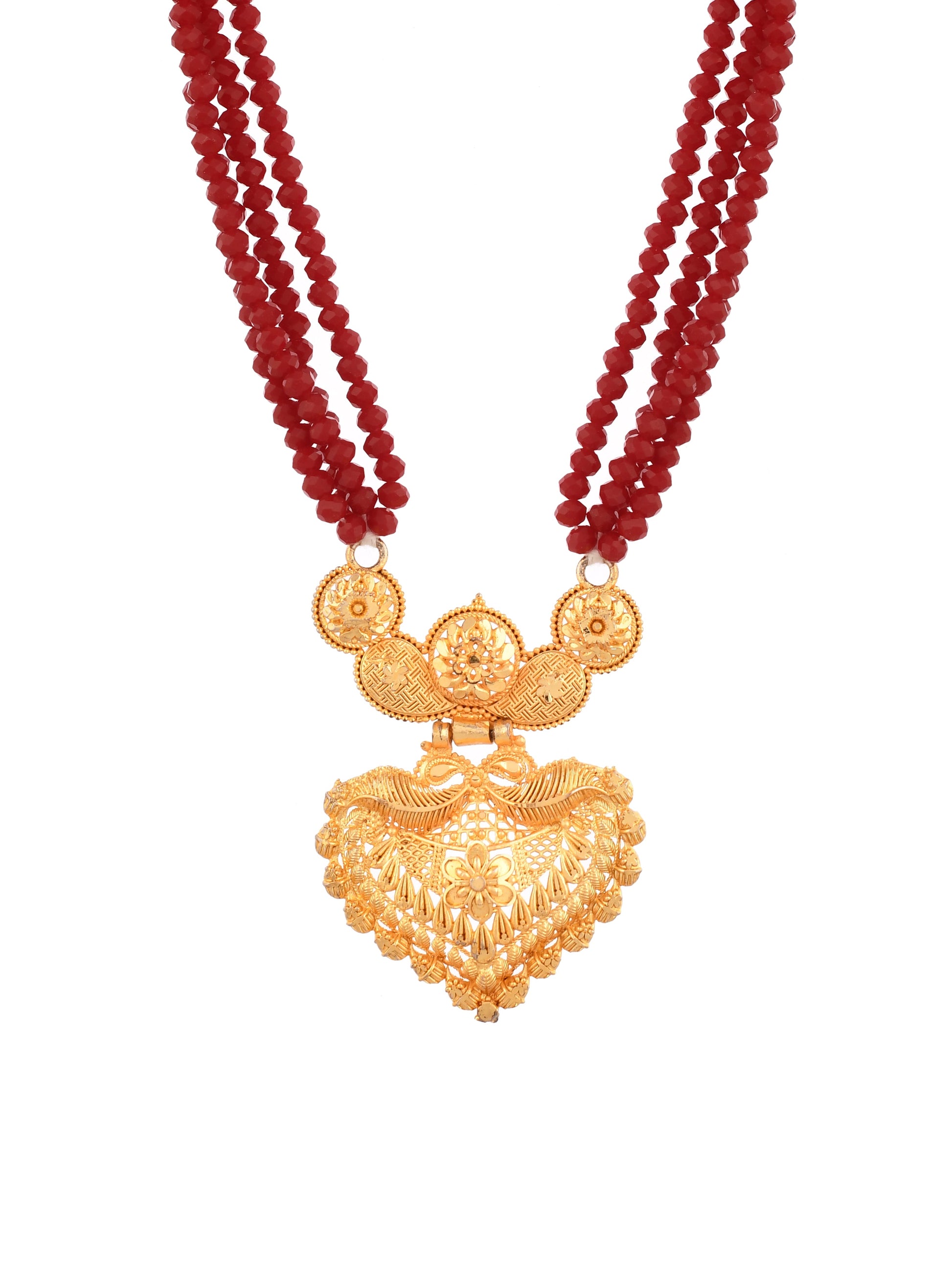 Gold Plated Pendent Beaded Multi Layred necklace For Women& Girls