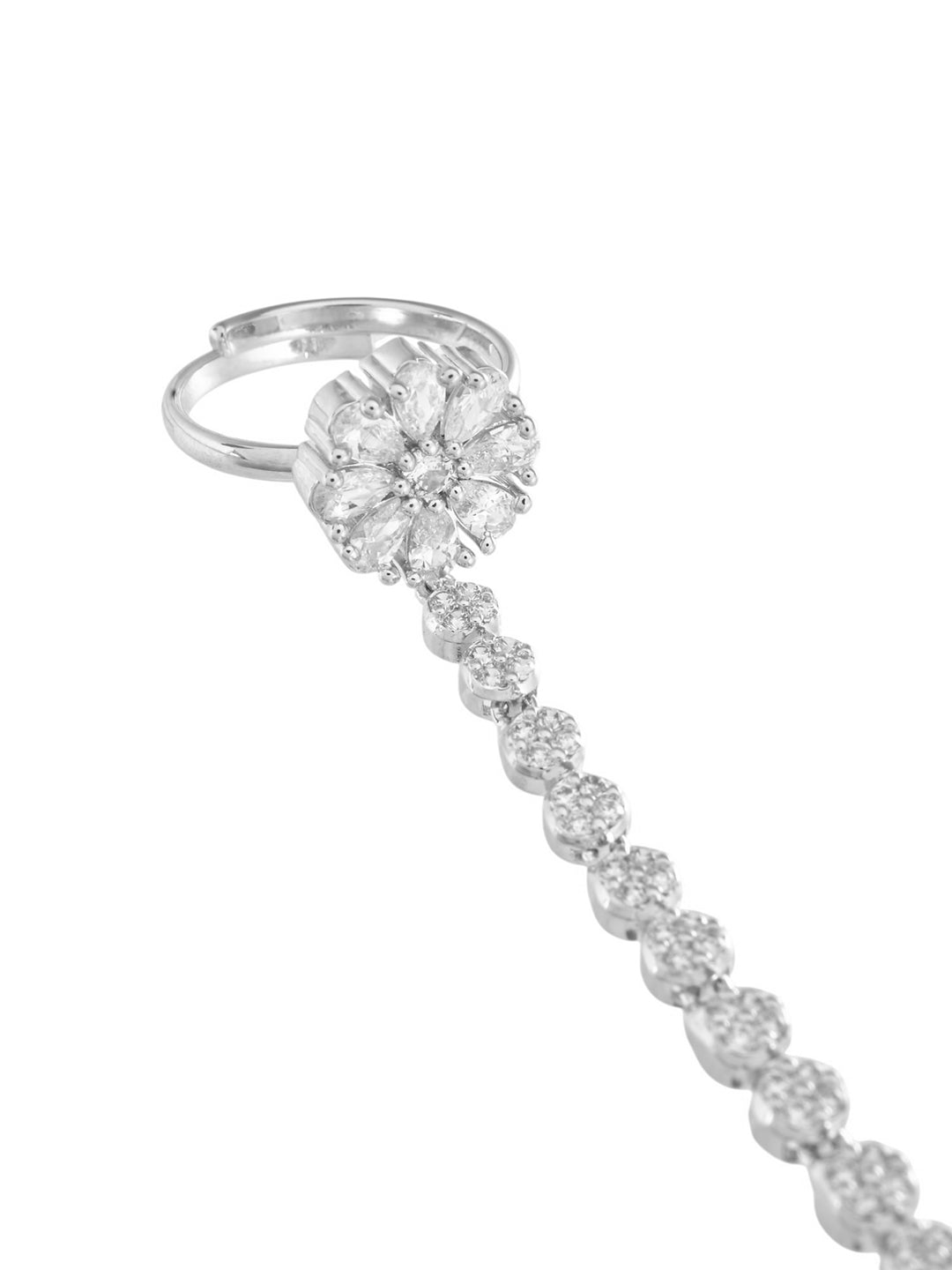 American Diamond Haathphool Bracelet Ring For Women | Party Wear Jewellery